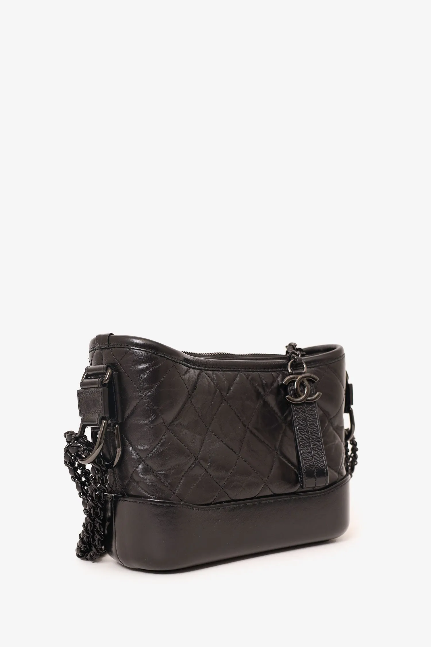 Pre-Loved Chanel? 2019 So Black Quilted Leather Small Gabrielle Crossbody Bag
