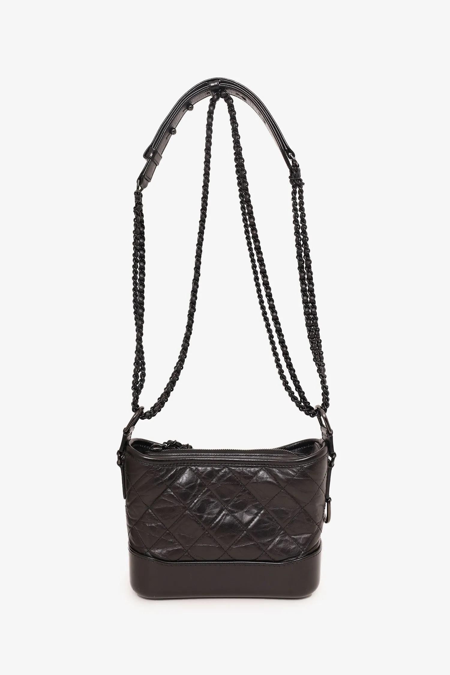 Pre-Loved Chanel? 2019 So Black Quilted Leather Small Gabrielle Crossbody Bag