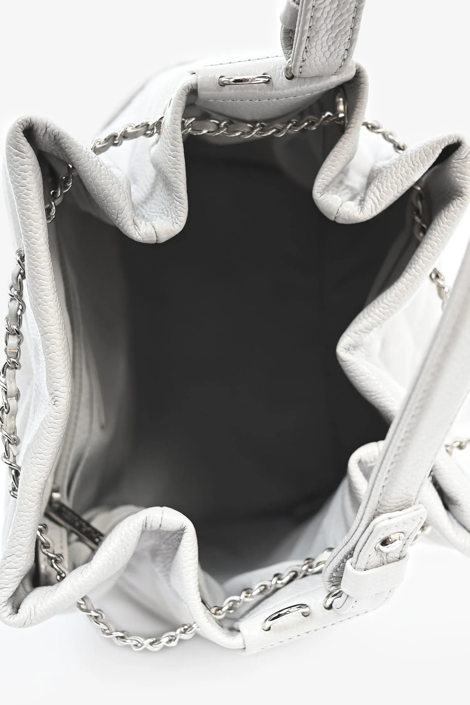 Pre-Loved Chanel? 2019/20 Grey Caviar Leather Drawstring Crossbody Bucket Bag