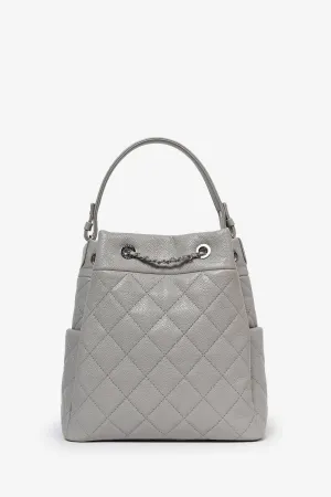 Pre-Loved Chanel? 2019/20 Grey Caviar Leather Drawstring Crossbody Bucket Bag anti-theft crossbody bags sale