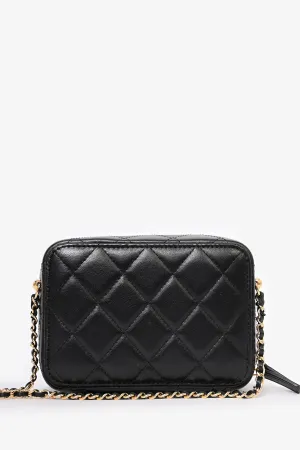 Pre-Loved Chanel? 2021 Black Leather Gold CC Plate Mini Vanity Crossbody anti-theft crossbody bags sale