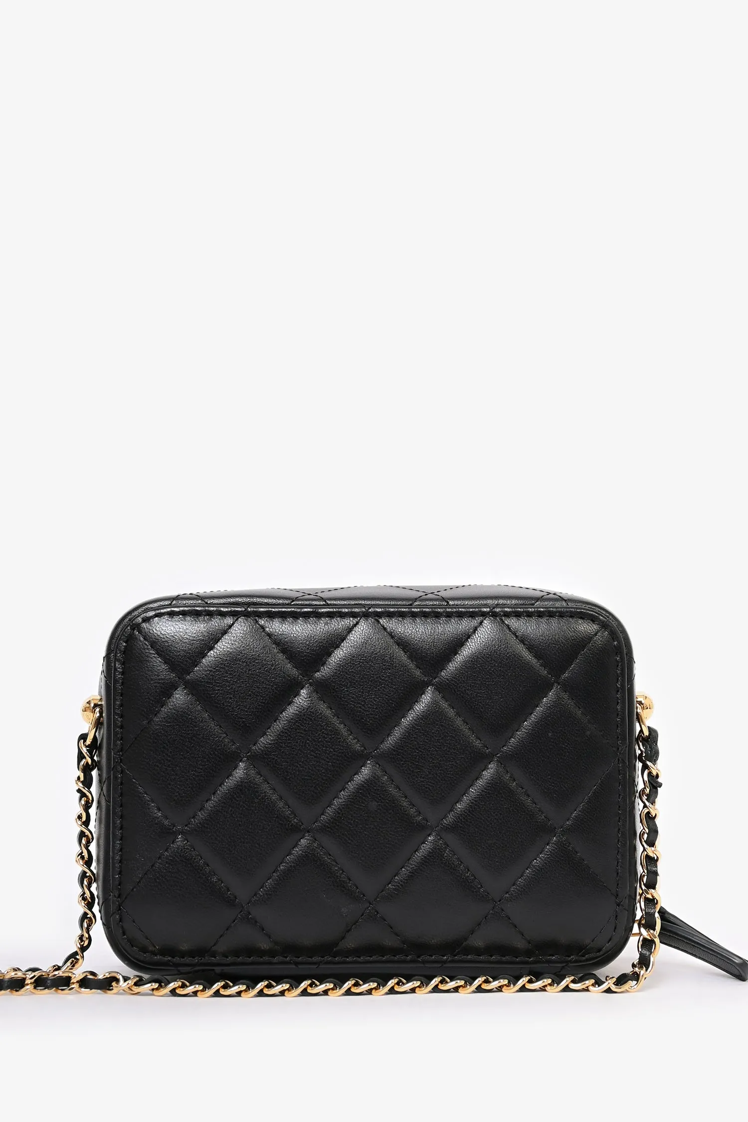 Pre-Loved Chanel? 2021 Black Leather Gold CC Plate Mini Vanity Crossbody anti-theft crossbody bags sale