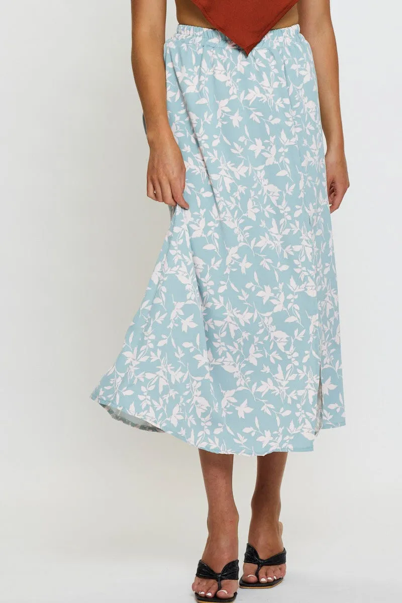 Print Midi Skirt Front Slit