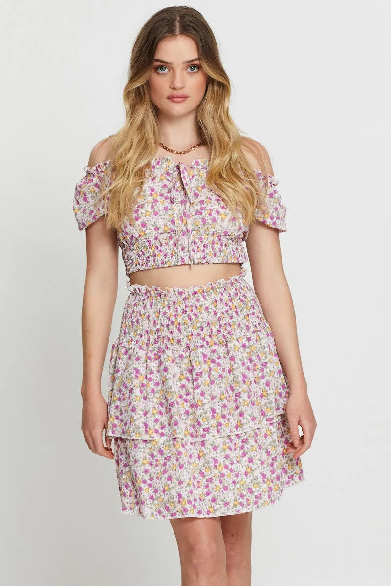 Print Ruffle Skater Skirt,skirt,denim skirt,mini skirt,maxi skirt,jean skirt,skort,tennis skirt,pleated skirt,pencil skirt,bubble skirt,plisse skirt,fitted skirt,midi skirt,short skirt,short mini skirt,leather skirt,a line skirt