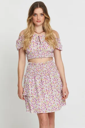 Print Ruffle Skater Skirt,skirt,denim skirt,mini skirt,maxi skirt,jean skirt,skort,tennis skirt,pleated skirt,pencil skirt,bubble skirt,plisse skirt,fitted skirt,midi skirt,short skirt,short mini skirt,leather skirt,a line skirt