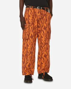 Printed Flame Cargo Pants Orange Men's sweatshirt