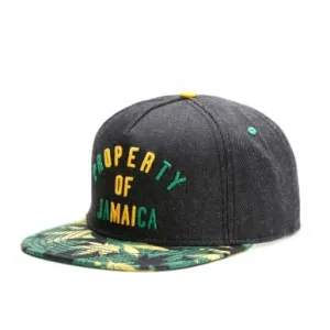 Property Of Jamaica Snapback Cap boater hat with bow in beach sunlight