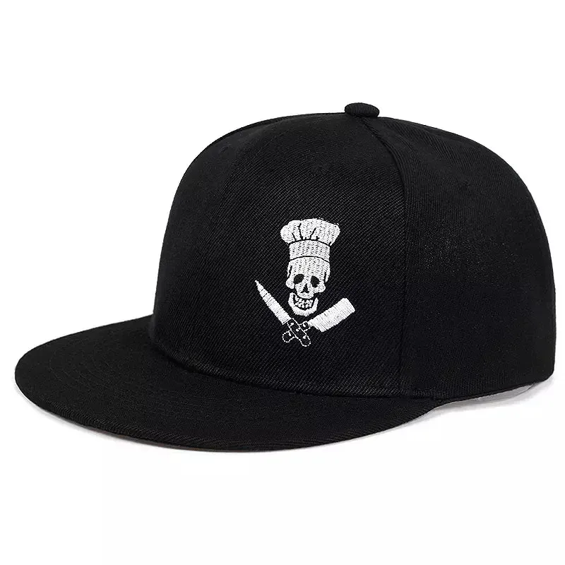Punisher Black Snapback Cap boater hat with bow in beach sunlight