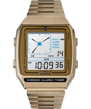 Q Timex Reissue Digital LCA 32.5mm Stainless Steel Bracelet Watch TW2U72500 