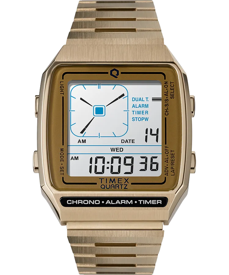 Q Timex Reissue Digital LCA 32.5mm Stainless Steel Bracelet Watch TW2U72500 