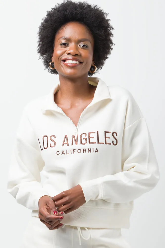 Quater Zip Fleece Top Cream,women t-shirt cotton,women t-shirt top,boutique women's clothing