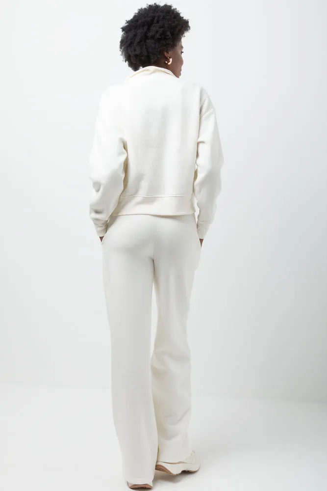 Quater Zip Fleece Top Cream