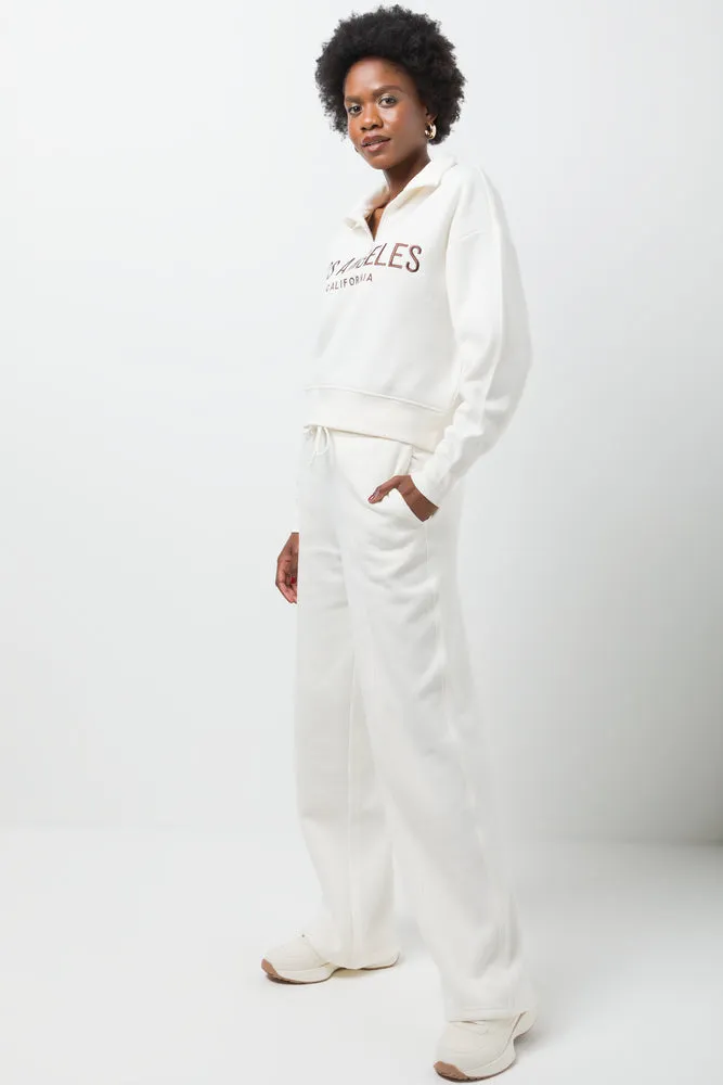 Quater Zip Fleece Top Cream