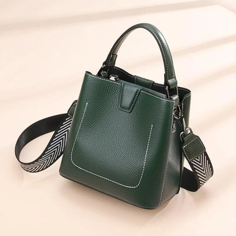 Real Genuine Leather Square bucket bag, Leather Small Crossbody Purse, Women's Shoulder Bag, Women Fashion Bag, Mother's Day Gift