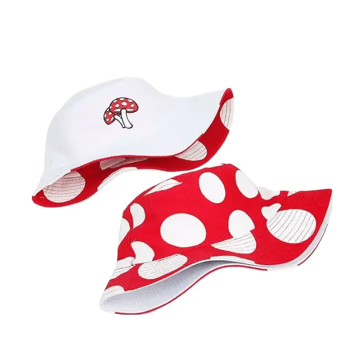 Red & White Mushroom Reversible Bucket Hat