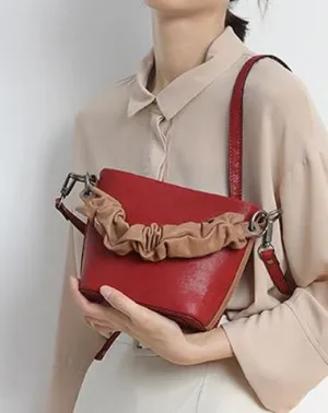 Red Cute Small Womens Leather Bucket Handbag Brown Fashion Barrel Purses for Ladies cheap online