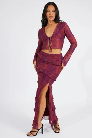 Red Floral Maxi Skirt Mesh Frilled Mesh,skirt,denim skirt,mini skirt,maxi skirt,jean skirt,skort,tennis skirt,pleated skirt,pencil skirt,bubble skirt,plisse skirt,fitted skirt,midi skirt,short skirt,short mini skirt,leather skirt,a line skirt