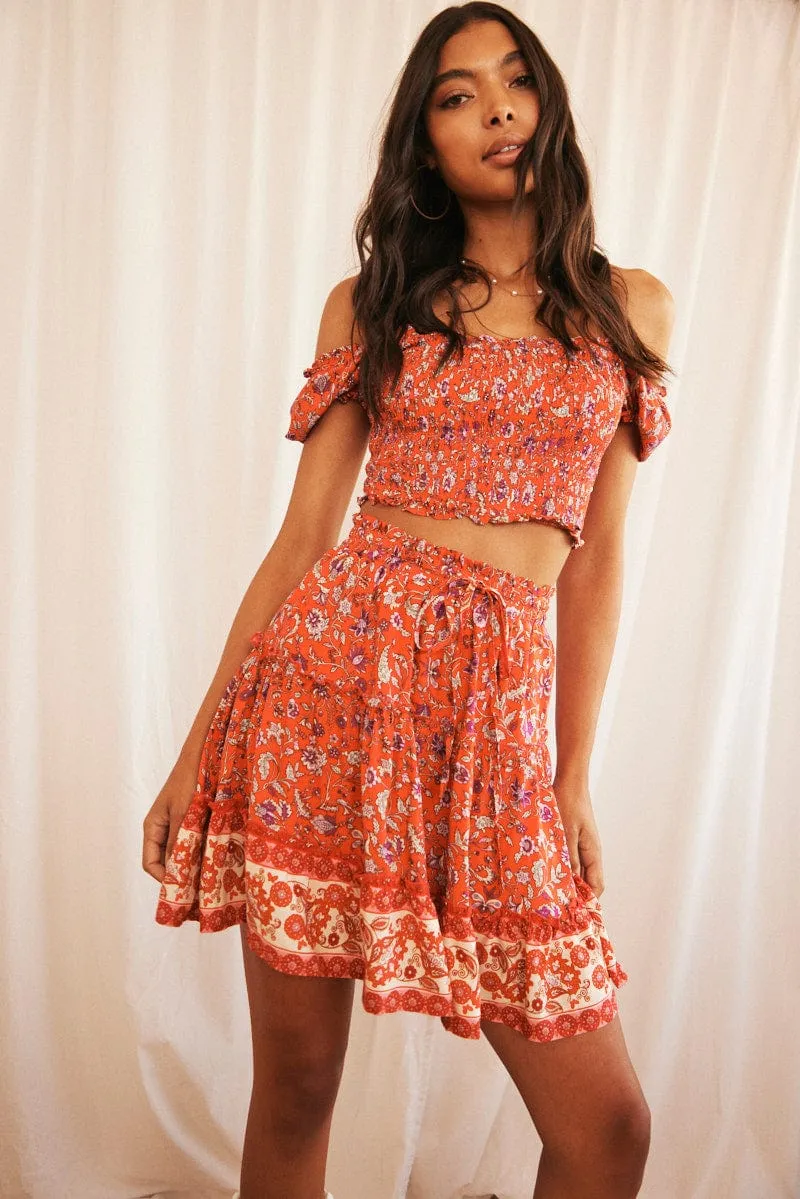 Red Mini Skirt High Waisted Skater Elastic Band Tiered,skirt,denim skirt,mini skirt,maxi skirt,jean skirt,skort,tennis skirt,pleated skirt,pencil skirt,bubble skirt,plisse skirt,fitted skirt,midi skirt,short skirt,short mini skirt,leather skirt,a line skir