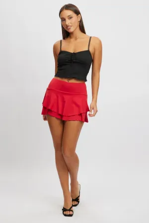 Red Supersoft Skort Skirt High Rise Layered Lined,skirt,denim skirt,mini skirt,maxi skirt,jean skirt,skort,tennis skirt,pleated skirt,pencil skirt,bubble skirt,plisse skirt,fitted skirt,midi skirt,short skirt,short mini skirt,leather skirt,a line skirt