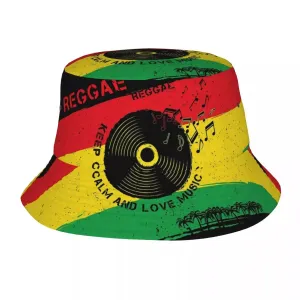 Reggae Lover Bucket Hat boater hat with bow in beach sunlight
