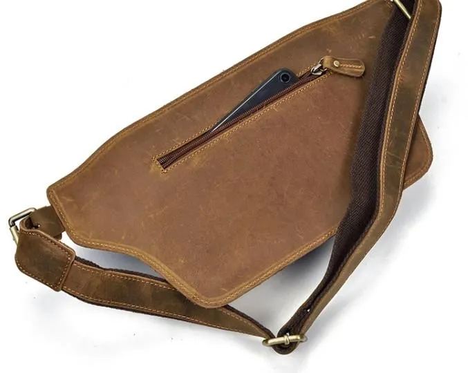Retro Dark Brown and Brown LEATHER MENS FANNY PACK FOR MEN BUMBAG Vintage WAIST BAGS