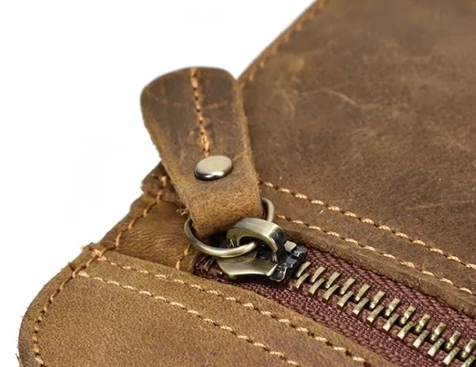 Retro Dark Brown and Brown LEATHER MENS FANNY PACK FOR MEN BUMBAG Vintage WAIST BAGS