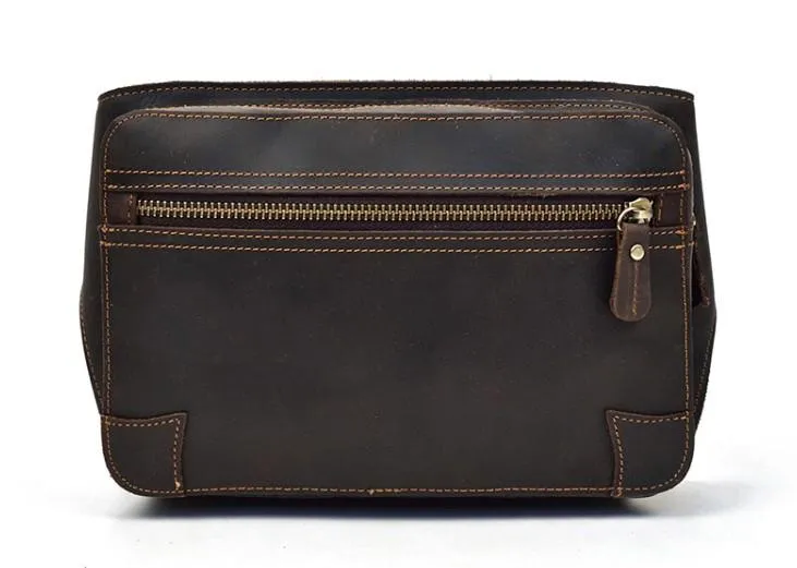 Retro Dark Brown and Brown LEATHER MENS FANNY PACK FOR MEN BUMBAG Vintage WAIST BAGS