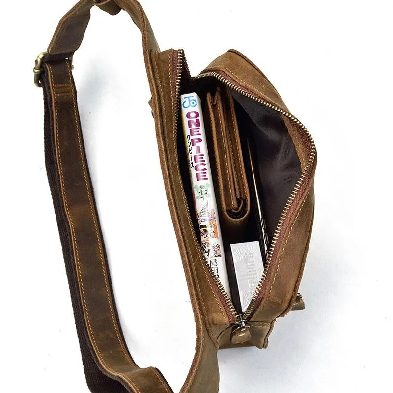 Retro Dark Brown and Brown LEATHER MENS FANNY PACK FOR MEN BUMBAG Vintage WAIST BAGS