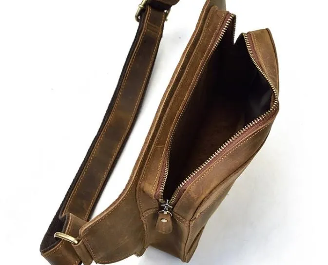 Retro Dark Brown and Brown LEATHER MENS FANNY PACK FOR MEN BUMBAG Vintage WAIST BAGS