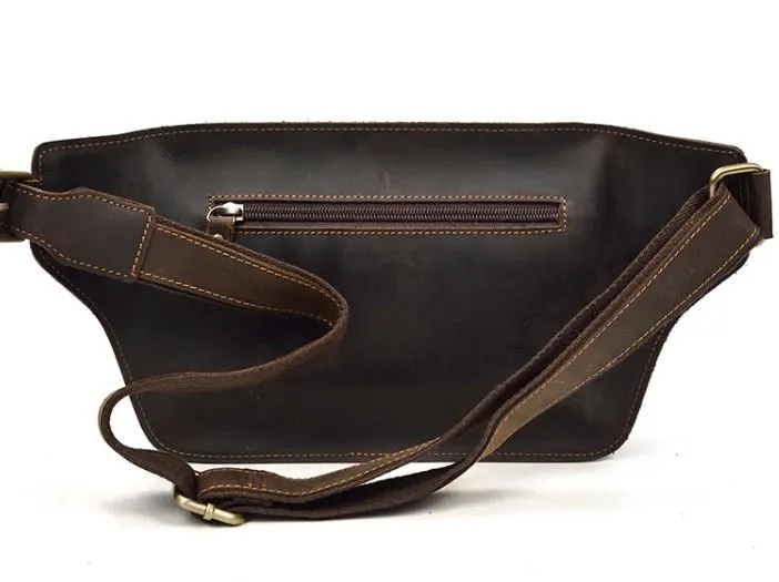 Retro Dark Brown and Brown LEATHER MENS FANNY PACK FOR MEN BUMBAG Vintage WAIST BAGS