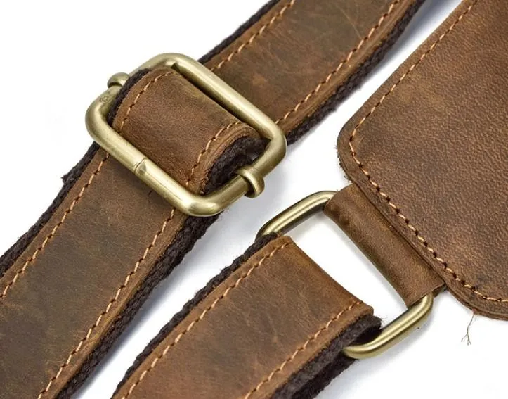 Retro Dark Brown and Brown LEATHER MENS FANNY PACK FOR MEN BUMBAG Vintage WAIST BAGS