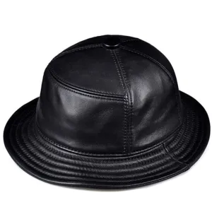 Rhode Genuine Leather Bucket Hat boater hat with bow in beach sunlight