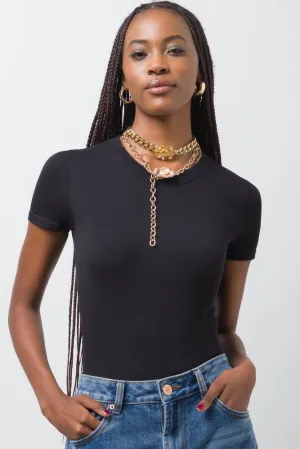Rib Seamless Bodysuit Black,women t-shirt cotton,women t-shirt top,boutique women's clothing