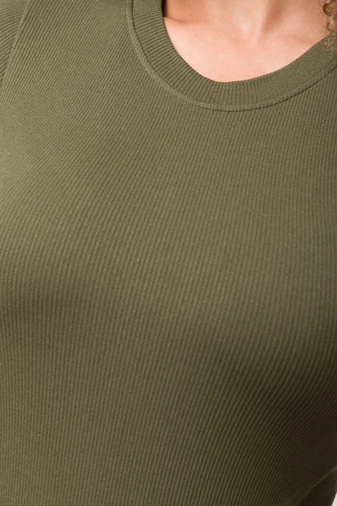 Rib Seamless Bodysuit Green