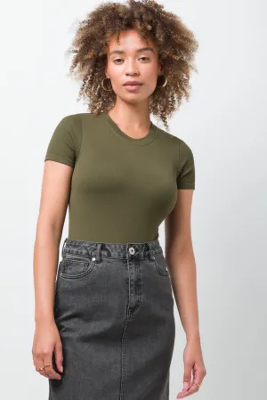 Rib Seamless Bodysuit Green,women t-shirt cotton,women t-shirt top,boutique women's clothing