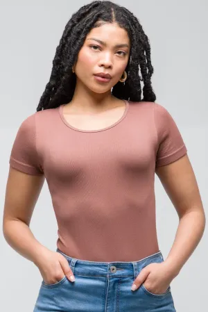 Rib Seamless Bodysuit Natural,women t-shirt cotton,women t-shirt top,boutique women's clothing