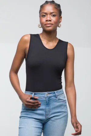 Rib Seamless Sleeveless Bodysuit Black,women t-shirt cotton,women t-shirt top,boutique women's clothing