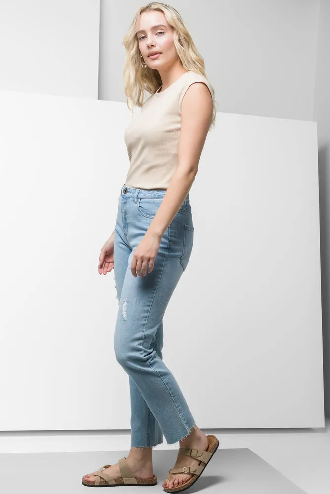 Rib Sleeveless Top Natural