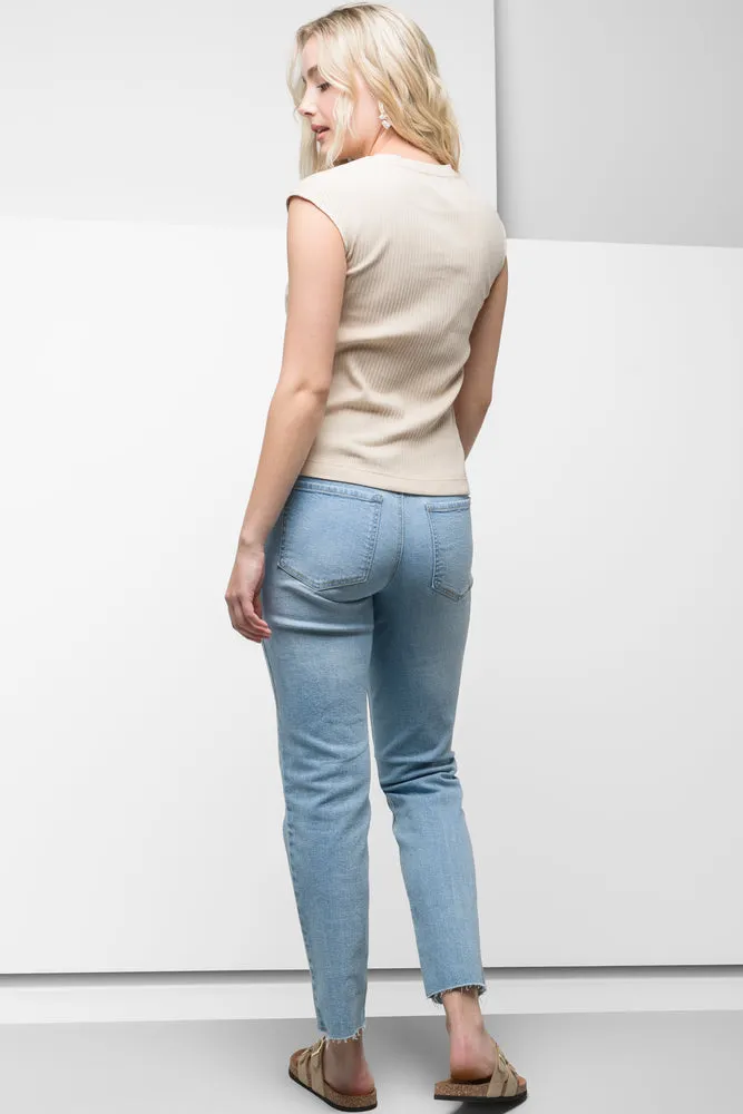 Rib Sleeveless Top Natural