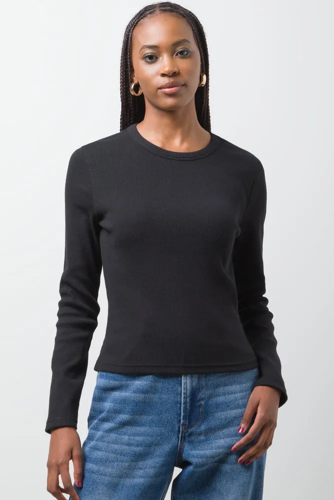 Rib T-Shirt Black,women t-shirt cotton,women t-shirt top,boutique women's clothing