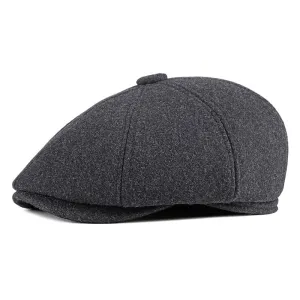 Richmond Earflaps Wool Newsboy Cap boater hat with bow in beach sunlight