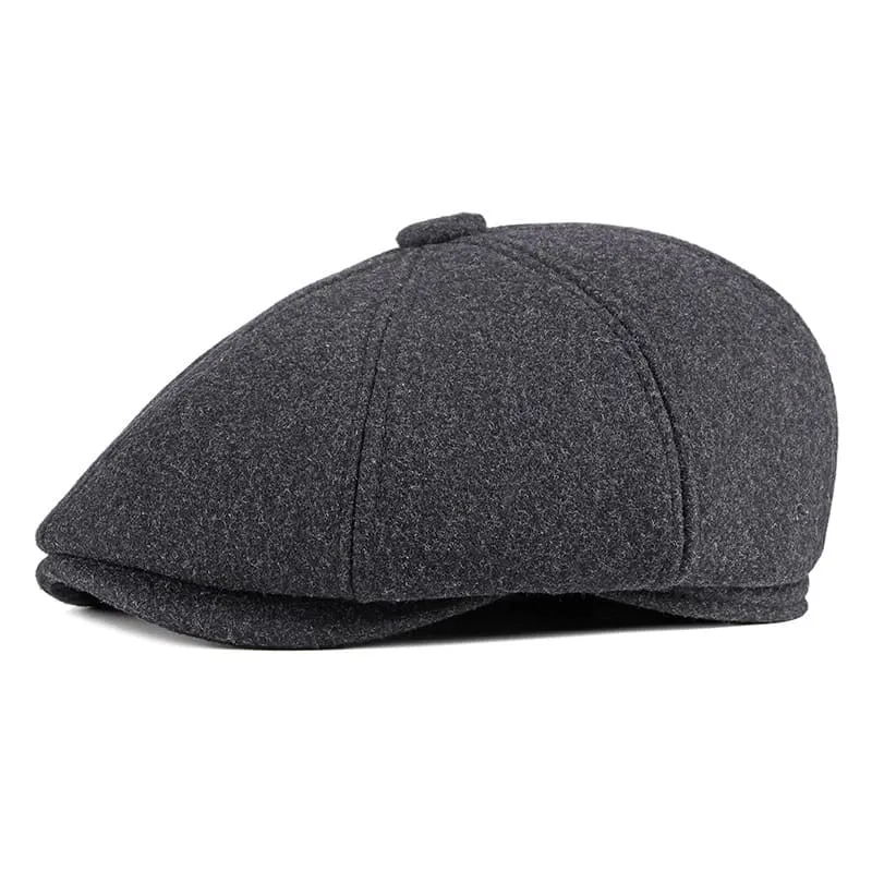 Richmond Earflaps Wool Newsboy Cap boater hat with bow in beach sunlight
