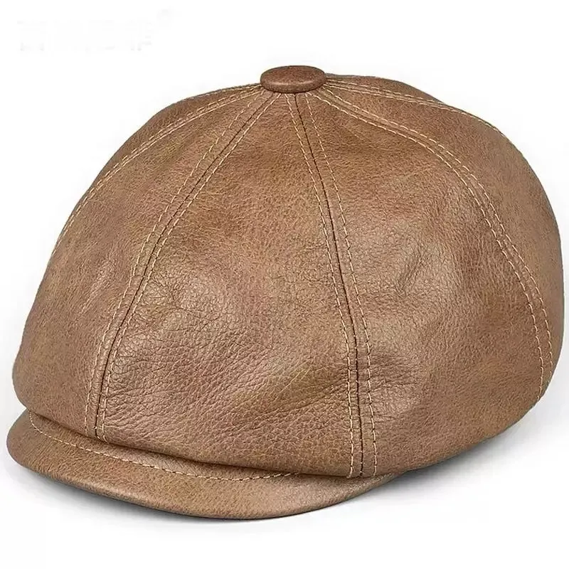 Rivette Genuine Leather Newsboy Cap