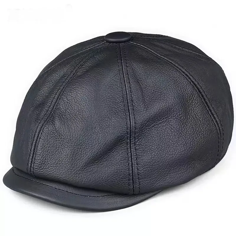 Rivette Genuine Leather Newsboy Cap