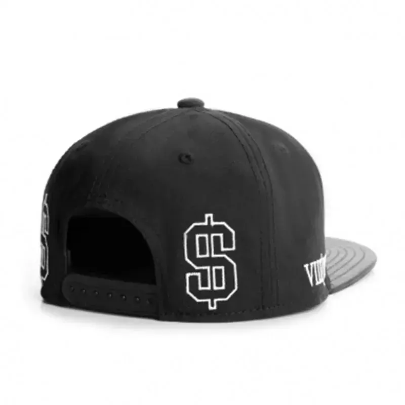 ROCKY Black Leather Snapback Cap