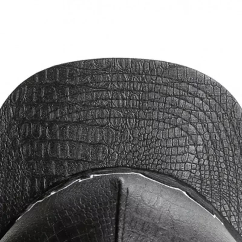 ROCKY Black Leather Snapback Cap