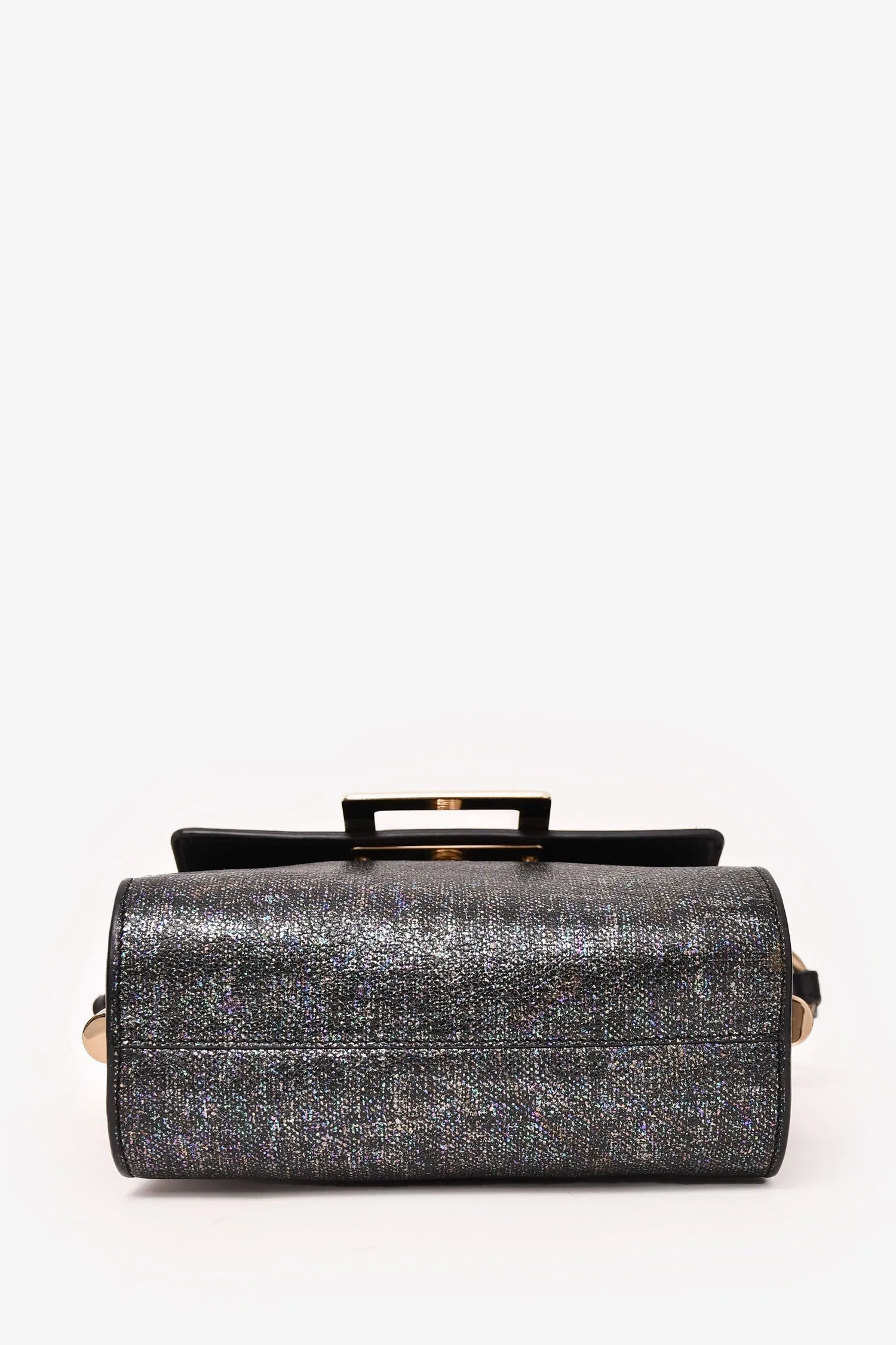 Roger Vivier Grey Metallic Fabric Miss Viv Crossbody Bag