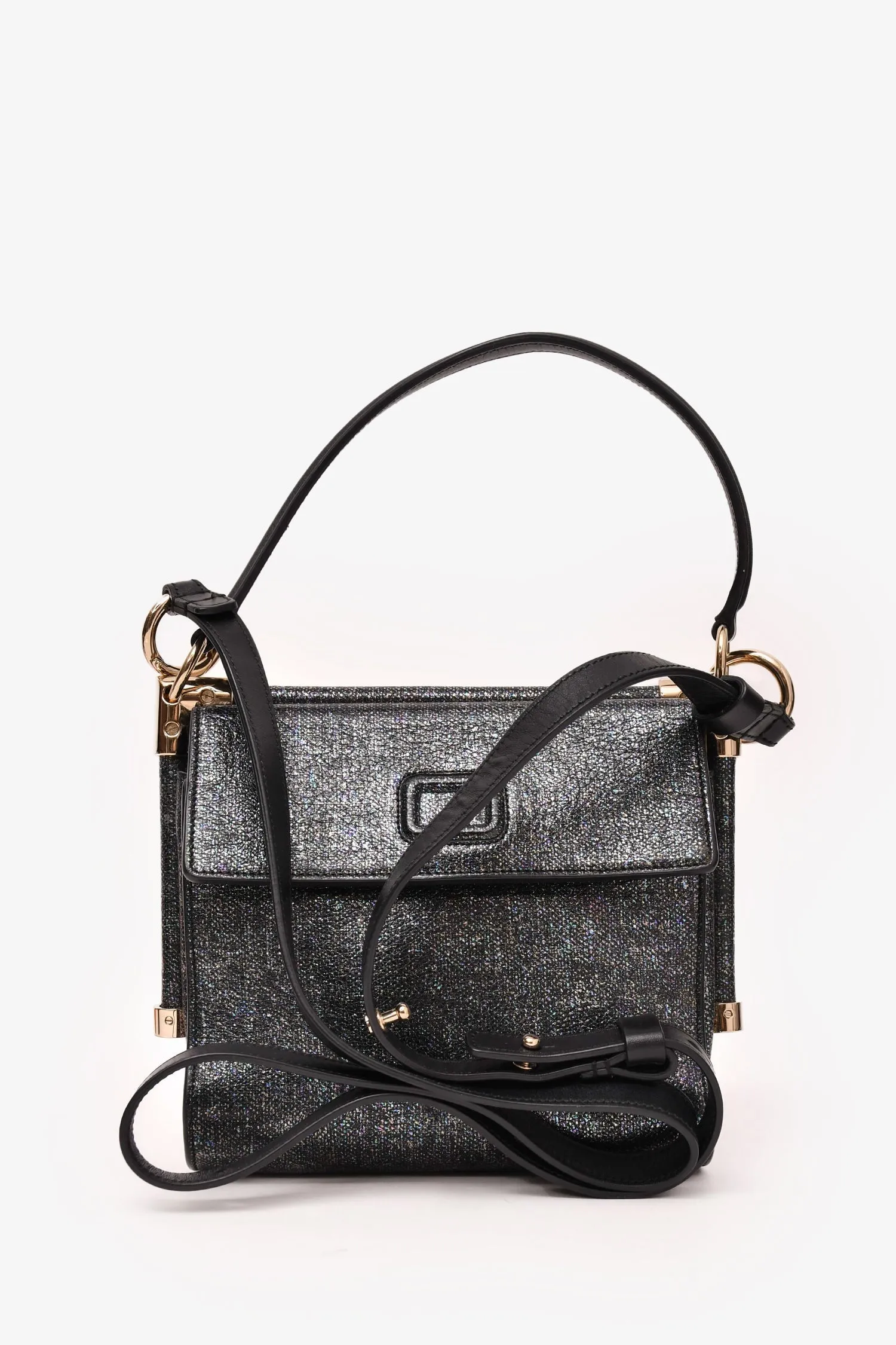 Roger Vivier Grey Metallic Fabric Miss Viv Crossbody Bag anti-theft crossbody bags sale