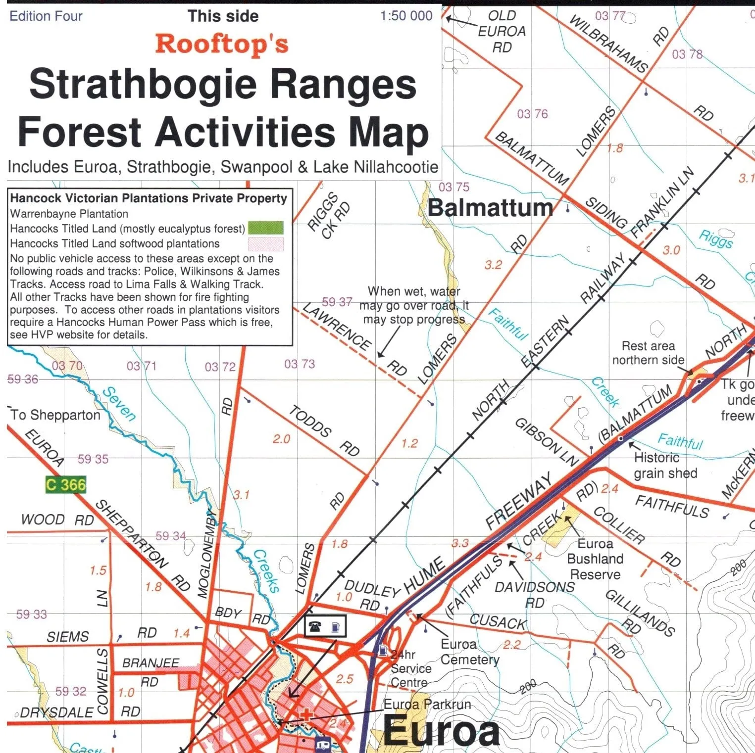 Rooftop's Benalla/Mansfield Map - Strathbogie  Ranges  on  Reverse