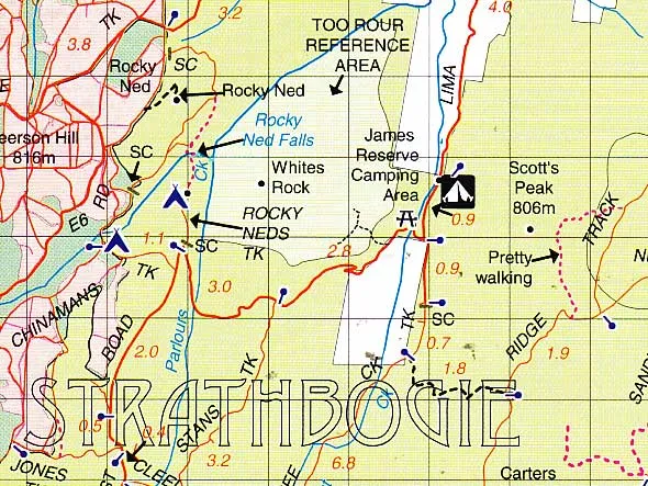 Rooftop's Benalla/Mansfield Map - Strathbogie  Ranges  on  Reverse